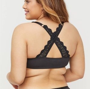 NWT Black Cacique Lane Bryant Front Close Bra 40G